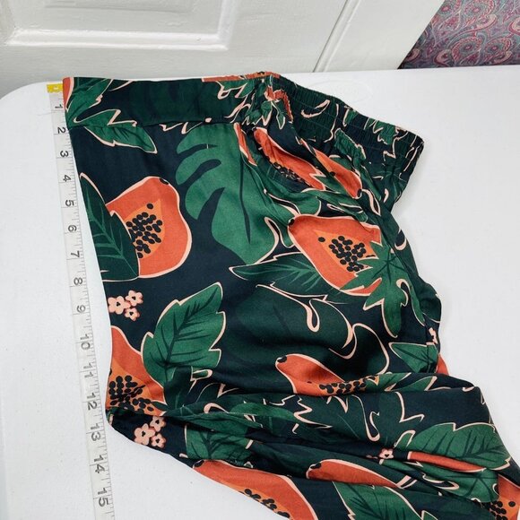 Smash‎ + Tess X The Birds Papaya Power Pajama Set Size M Black Green Satin - Picture 15 of 16